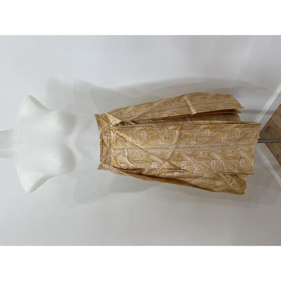 Vintage Yellow Paisley Button Front Dress with Pleated Skirt Set - Picture 13 of 13